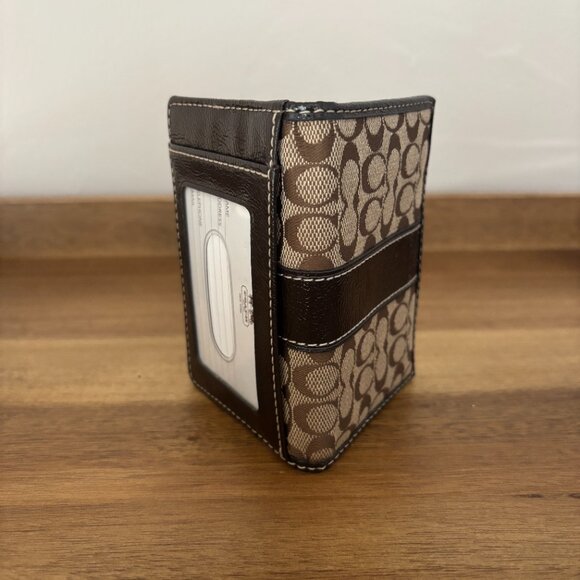 Coach Signature Khaki Mahogany Brown Leather Card Case - Picture 9 of 9